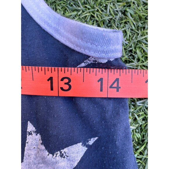 Fifth & Sun Navy Blue Star Print Tank Top With Striped Pocket Small Polyester Ra - Picture 6 of 6